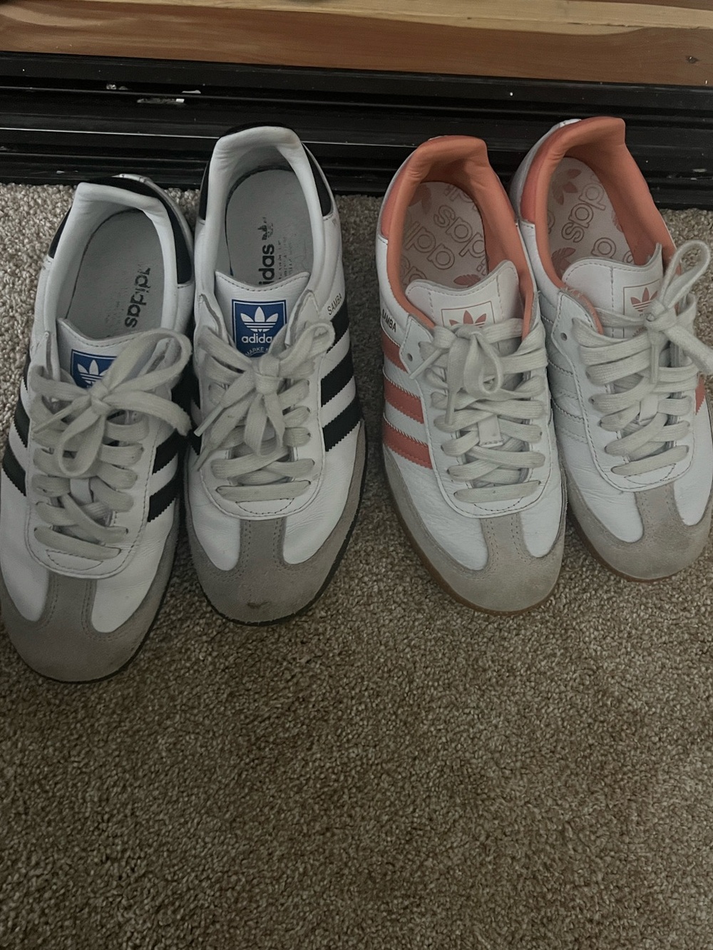 COMBO 2 Adidas Samba 
White and Coral 
White and black